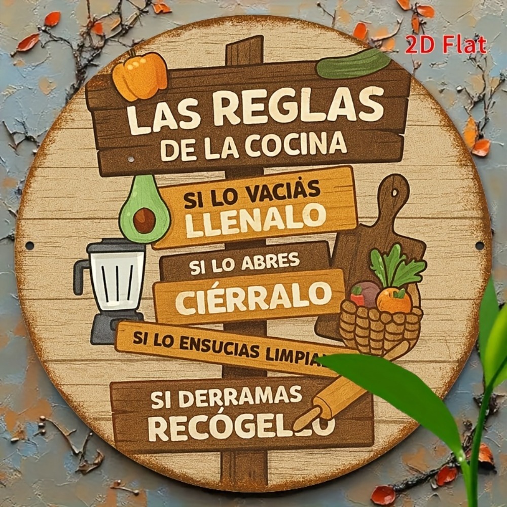 Home Bar And Kitchen - Letrero de Cocina Rústico Bilingüe con
