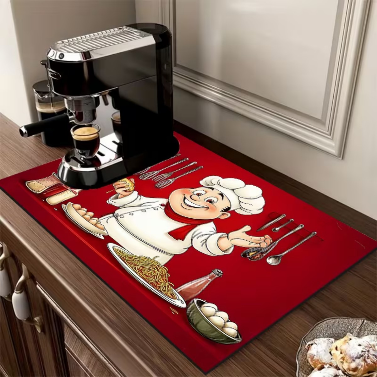 Bar Mat Rubber - Tapete Cuadrado para Platos de Cocina,